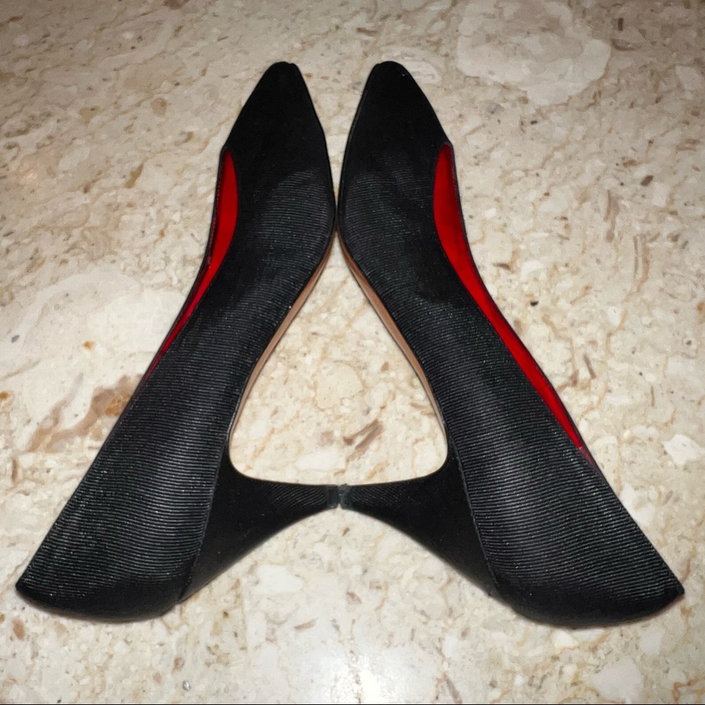 Vintage Regina 80s Black Leather Lined Almond Toe Heels. Size 8.5 Narrow - Picture 4 of 10